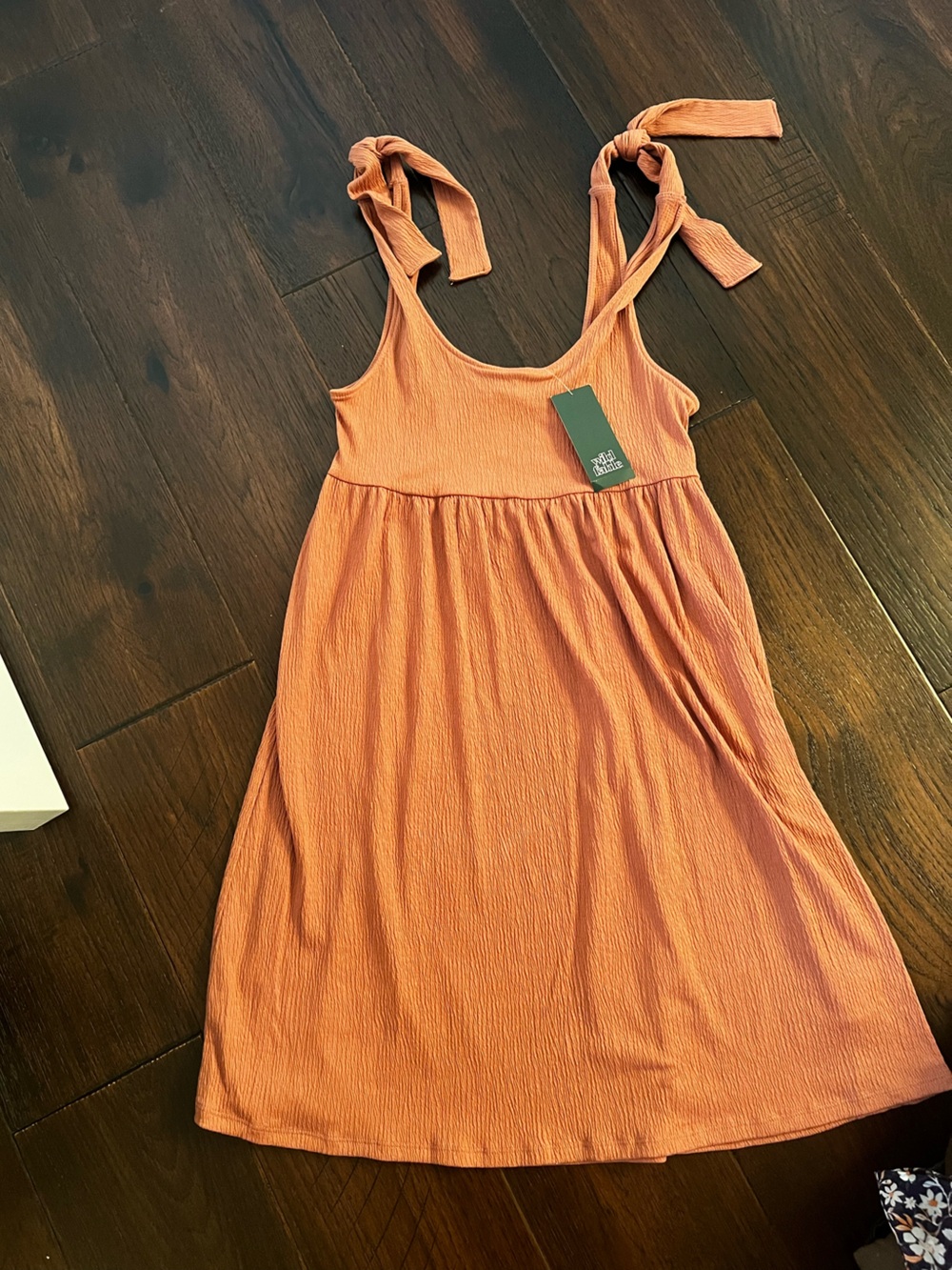 Blush brown tie strapTank One-Piece Dress